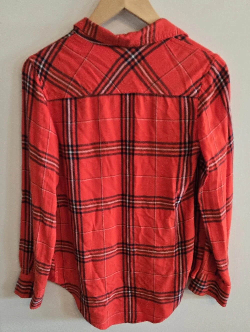 Retro Vibe Orange Plaid Button-Up Flannel Shirt - Picture 2 of 5
